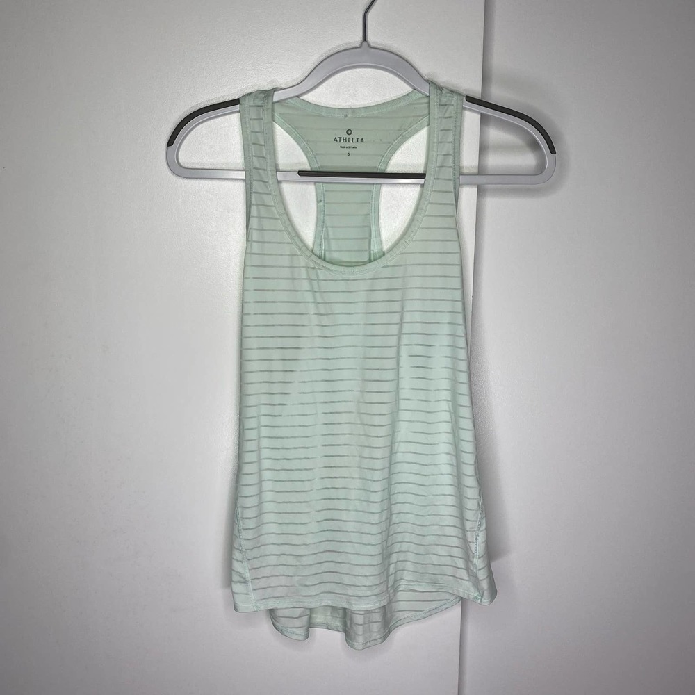 Athleta Shine Stripe Chi Racerback Tank Top Size Small Mint Green